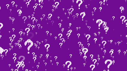 Question mark on the  particle element on the purple screen background