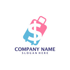 Money Suitcase logo design vector. Suitcase logo design template concept