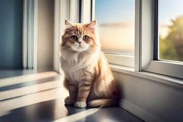 a cat sitting in a window