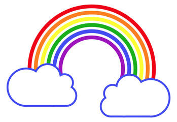 Cloud with rainbow. Rainy weather symbol. Color icon