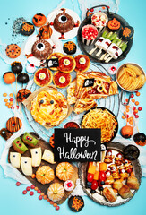 Festive Halloween homemade food. Family dinner.