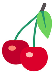Cherry icon. Red ripe berries. Natural sweet