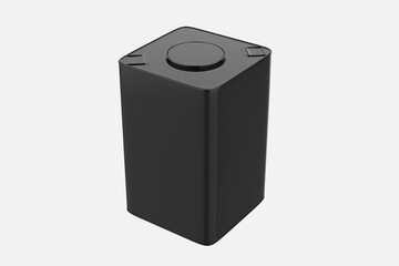 Metallic Square Tin Can Mockup Isolated On White Background. 3d illustration