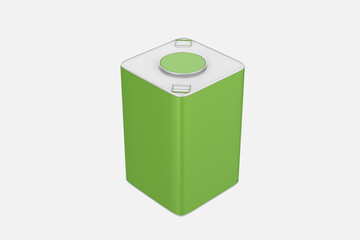 Metallic Square Tin Can Mockup Isolated On White Background. 3d illustration