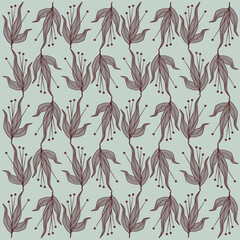 Fototapeta premium seamless patern vintage. Dark blue plant leaves. light blue background. Seamless repeating vector pattern. spring print for textiles and wallpaper.