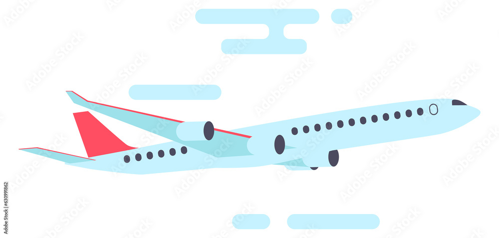 Poster Air travel icon. Color plane flying in sky