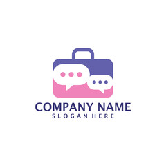 Chat Suitcase logo design vector. Suitcase logo design template concept