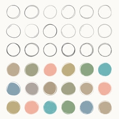 Hand drawn line and brush painted circles with place for your text, vector eps10 illustration