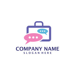 Chat Suitcase logo design vector. Suitcase logo design template concept