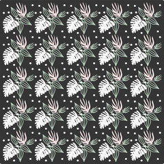 Seamless background in green nature style. Vintage Pattern. geometric ornament. Leaf element. Vector illustration. Use for wallpaper, printed packaging paper, textiles.