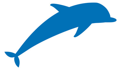 Dolphin silhouette. Blue animal. Sea fauna symbol
