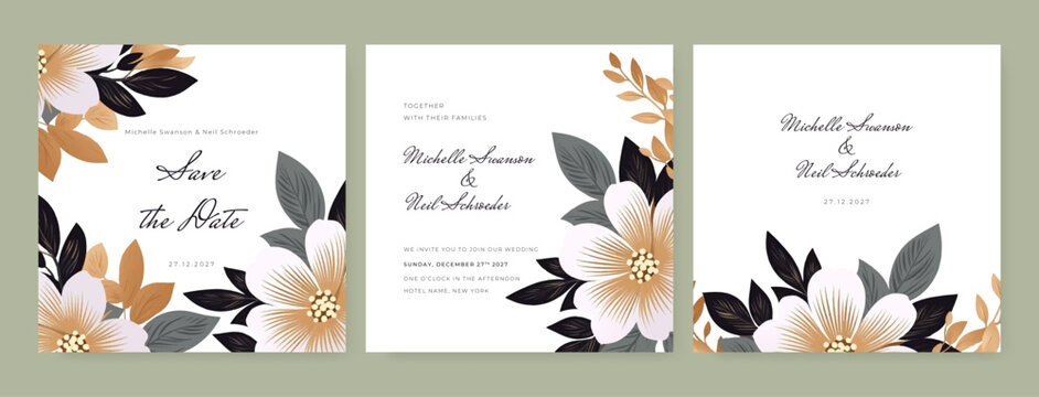 wedding invitation, thank you,details,menu,welcome,boho,minimal template design with watercolor pink leaf and branch, watercolor invitation, beautiful floral wreath.