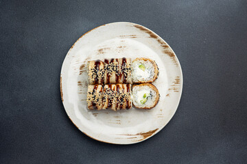 delicious eel rolls. Close-up