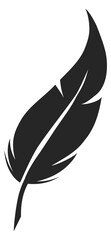 Black feather silhouette. Creative writer simple logo