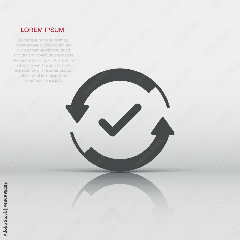 Poster check mark sign icon in flat style. confirm button vector illustration on white isolated background.