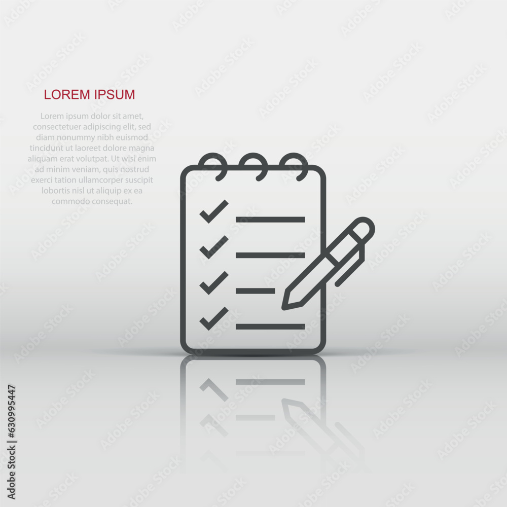 Poster to do list icon in flat style. document checklist vector illustration on white isolated background. 