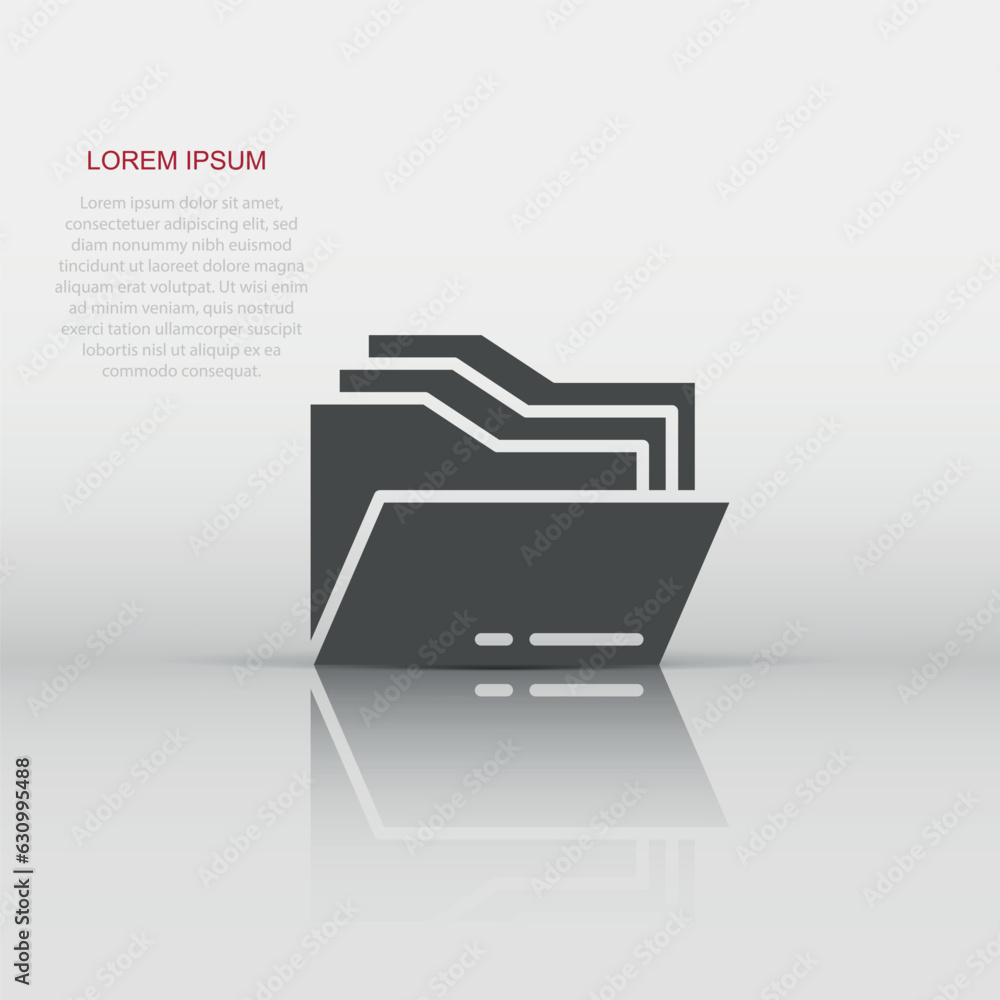 Poster file folder icon in flat style. documents archive vector illustration on isolated background. storag