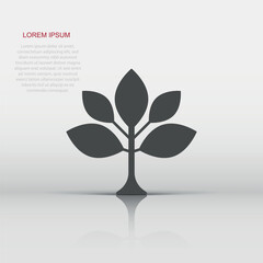 Leaf icon in flat style. Plant vector illustration on white isolated background. Flower sign business concept.