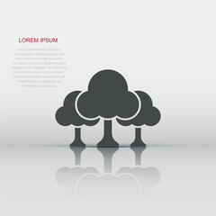 Tree icon in flat style. Forest vector illustration on white isolated background. Plant sign business concept.