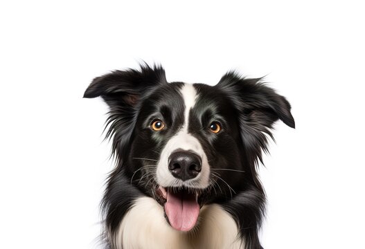 close-up border collie dog isolated on white background