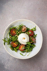 delicious salad with buratas. Close-up