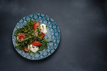 A delicious salad in a restaurant. Close-up