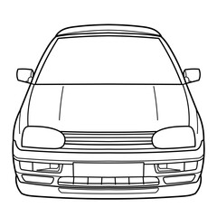 Obraz na płótnie Canvas Coupe convertible sport car. Classic 80s, 90s style. Front side view shot. Outline doodle vector illustration 