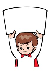 Children's cartoons are heroes, holding signs for both boys and girls.