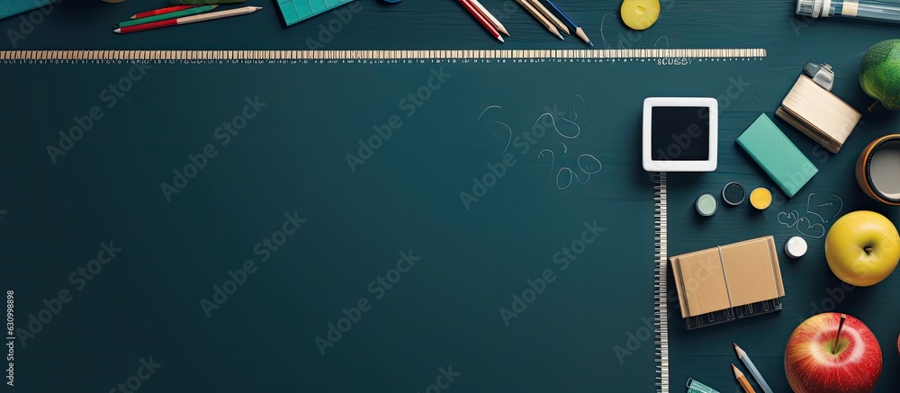 Poster planning for a mock-up with space to write ideas on a dark green background. back to school banner f