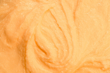 Fruit yogurt ice cream. Smoothies from fresh fruits and berries. Ice cream texture. Delicious sweet dessert close-up as a background.