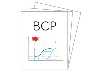 事業継続計画の概念図の入った資料、BCP,Business Continuity Plan