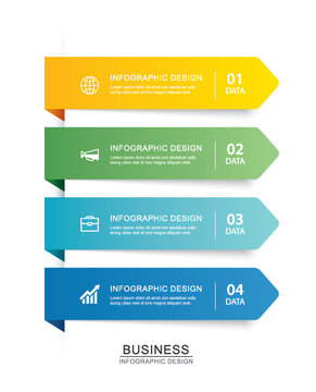 5 data infographics tab paper index timeline template. Vector illustration abstract background.