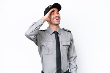 Young safeguard man over isolated white background has realized something and intending the solution