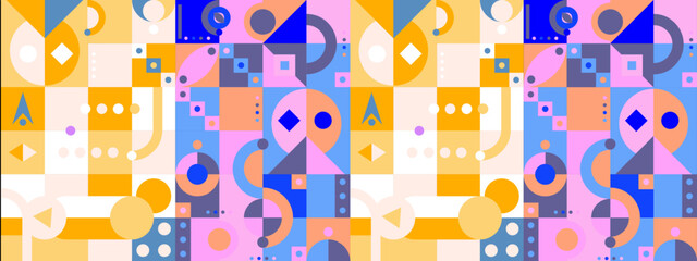 Abstract geometric pattern design in retro style. Vector illustration.