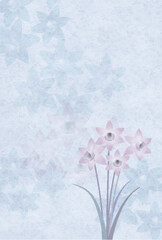 喪中　水仙　はがき　和柄　背景