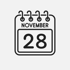 Icon page calendar day - 28 November