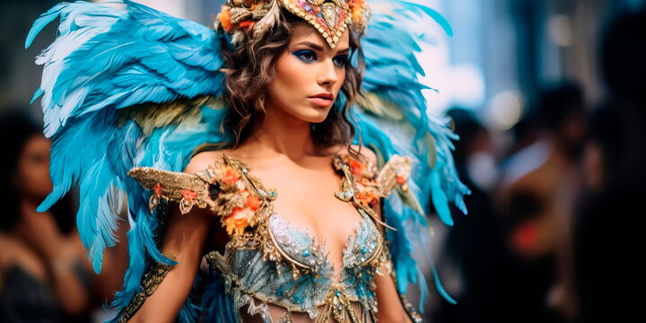 glamorous fashion event with amazing costumes and unique designer pieces. Generative AI