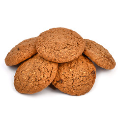 Oatmeal chocolate chip cookie isolated on white background