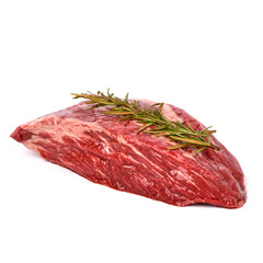 Denver steak from marbled beef on a white background