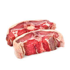Lamb steak on the bone Halal on white background