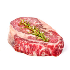 Ribeye steak from marbled beef on a white background
