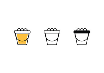 Ice Bucket icons set vector stock illustration.