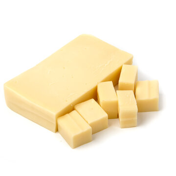 Mozzarella cheese 42% La Paulina on a white background