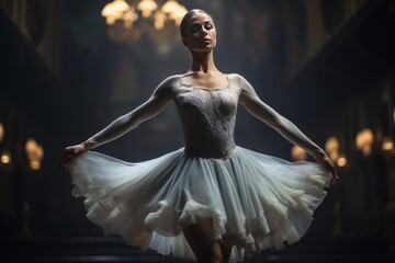 Ballerina Gracefully Gliding Across The Stage, Generative AI