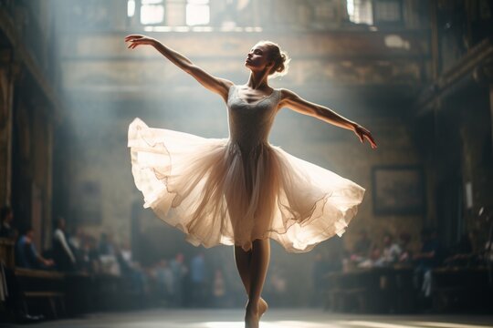 Ballerina Gracefully Lifting Her Leg, Generative AI