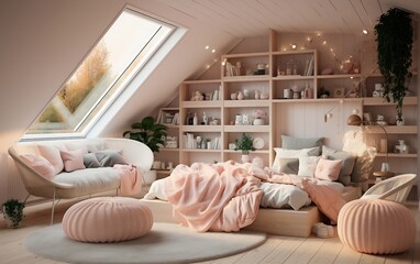 Fototapeta na wymiar Beautiful living room. Generative AI