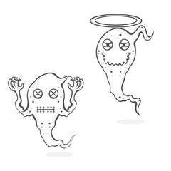 cute and cute ghost icon logo mascot bundle design with various variations