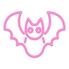 Halloween neon icon bat. Trick or treat concept.