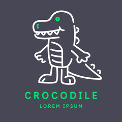 Minimalistic and stylish Crocodile drawing. Modern graphics. Vector illustration.