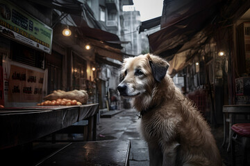 dog at the street
